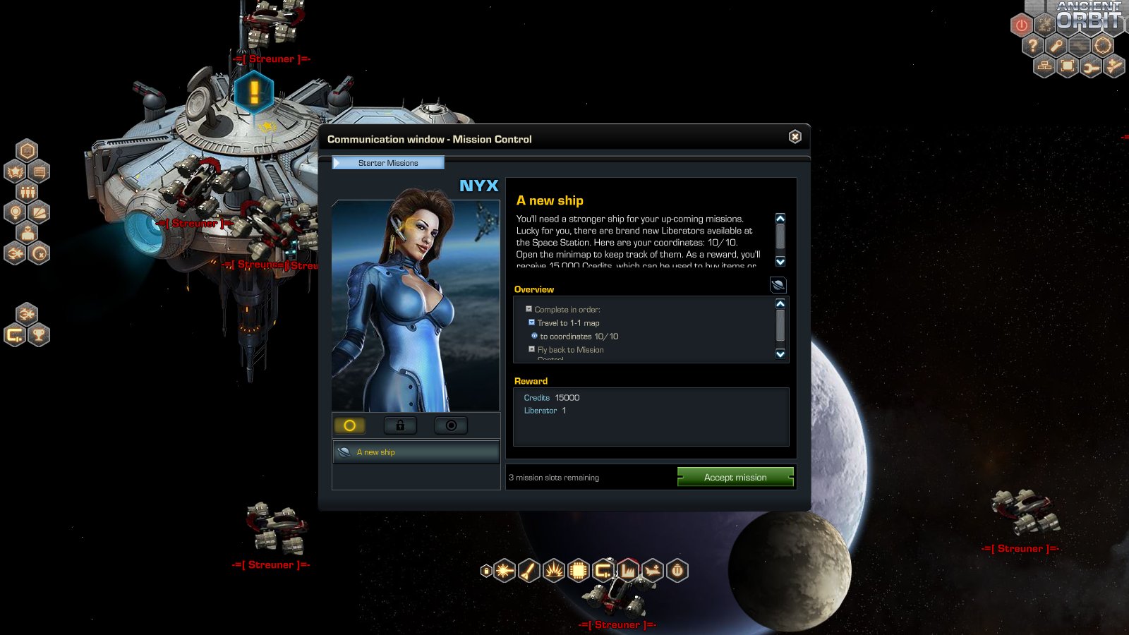 NYX, the mission control quest giver